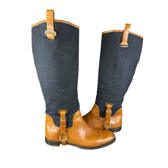 Ralph Lauren Black and Brown Over the Knee Boots - Picture 2 of 12